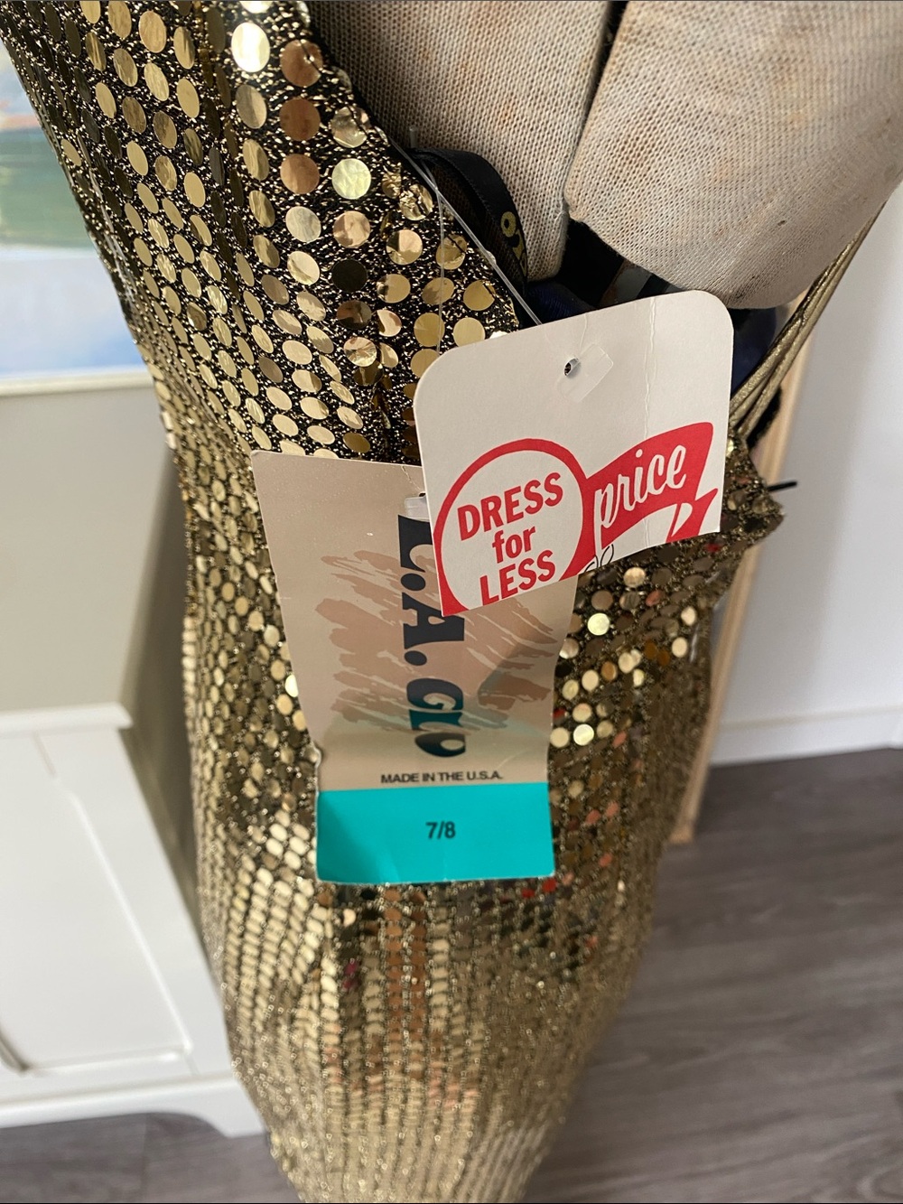 Vintage 1980s Deadstock LA Glo Gold Sequin Dress - Picture 9 of 16